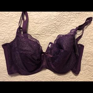 New 36DDD lacy push up bra, purple